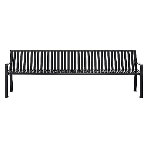 Global Industrial Steel Slat Benches with Back, 96 x 26 x 31, Black (694855BKKD)