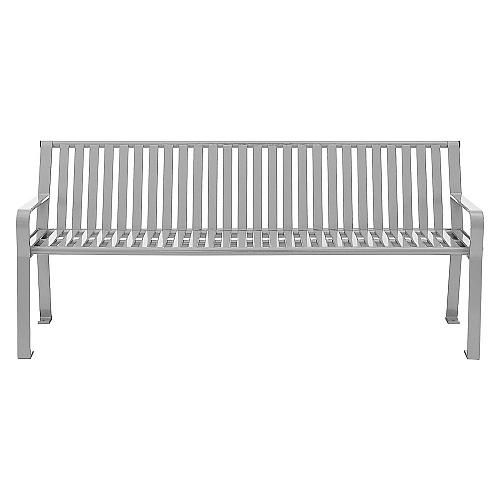 Global Industrial Steel Slat Benches with Back, 72 x 26 x 31, Gray (694854GYKD)