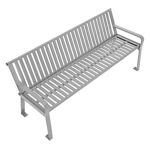 Global Industrial Steel Slat Benches with Back, 72 x 26 x 31, Gray (694854GYKD)