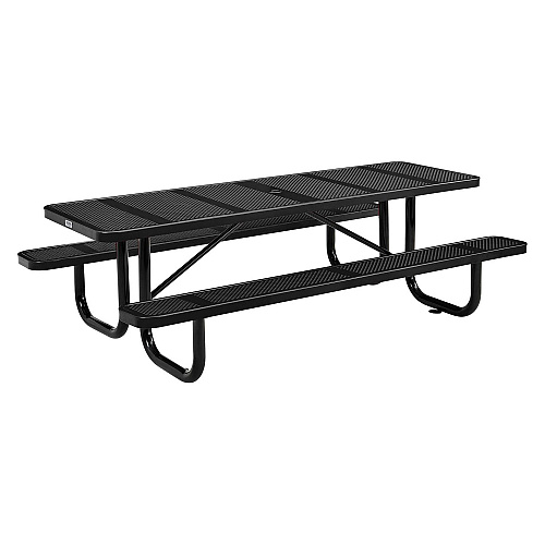 Global Industrial Perforated Steel Picnic Table, Rectangular, 72 x 62 x 29.5, Black Top, Black Base/Legs (694555BK)