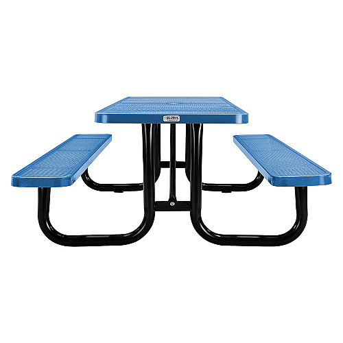 Global Industrial Perforated Steel Picnic Table, Rectangular, 72 x 62 x 29.5, Blue Top, Blue Base/Legs (694555BL)