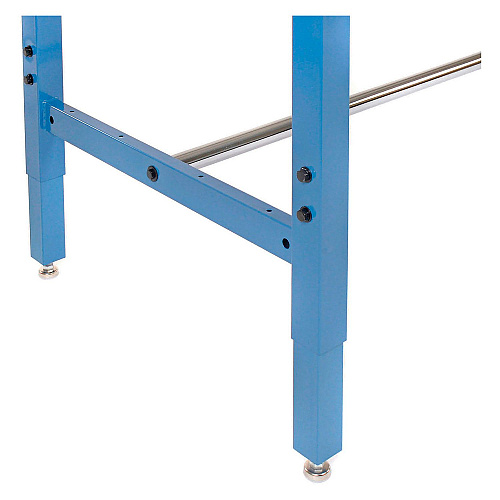 Global Industrial Adjustable Height Heavy Duty Workbenches, 5,000 lbs, 72 x 30 x 31.63 to 43.63, White/Blue (606978BL)