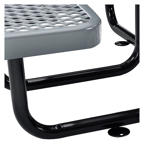 Global Industrial Expanded Steel Picnic Table, Round, 46" Dia x 29.5"h, Gray Top, Gray Base/Legs (277150GY)