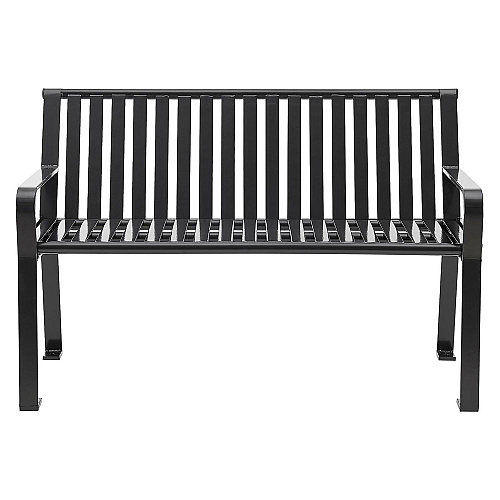 Global Industrial Steel Slat Benches with Back, 48 x 27 x 31, Black (694853BKKD)