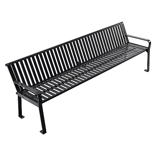 Global Industrial Steel Slat Benches with Back, 96 x 26 x 31, Black (694855BKKD)