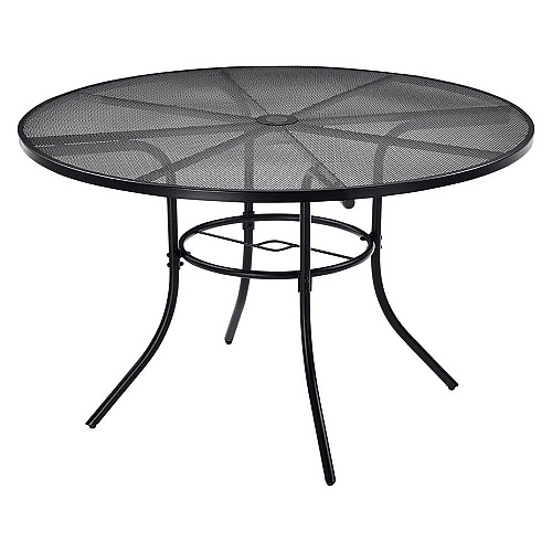 Global Industrial Interion Mesh Cafe Table and Chair Sets, Round, 36" Dia x 29"h, Black Top, Black Base/Legs (695972)