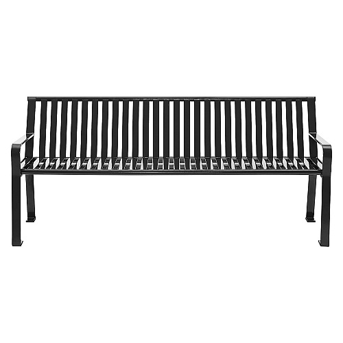 Global Industrial Steel Slat Benches with Back, 72 x 26 x 31, Black (694854BKKD)