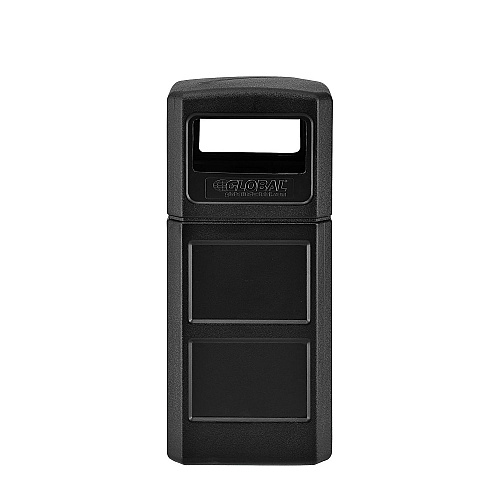 Global Industrial Square Plastic Waste Receptacle, Dome Lid with Open Sides, 42 gal, Black (641414BK)