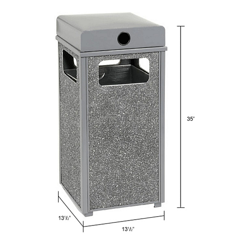 Global Industrial Stone Panel All Weather Trash Receptacle Urn, 12 gal, Steel, Gray (239576GY)
