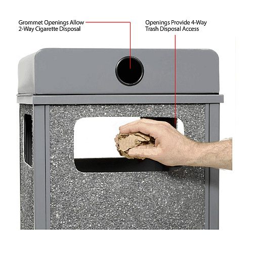 Global Industrial Stone Panel All Weather Trash Receptacle Urn, 12 gal, Steel, Gray (239576GY)