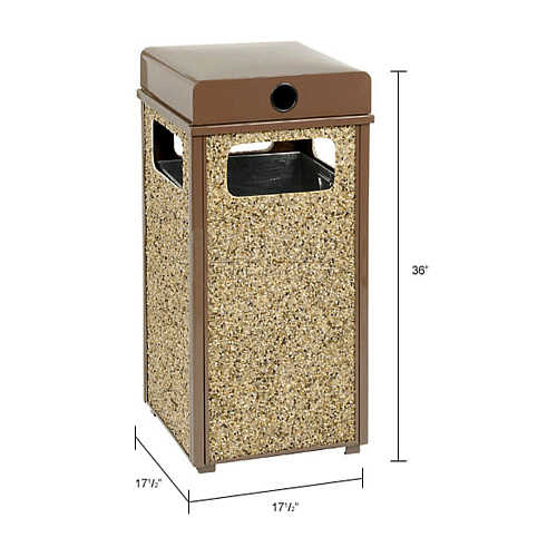 Global Industrial Stone Panel All Weather Trash Receptacle Urn, 24 gal, Steel, Brown (238241BN)