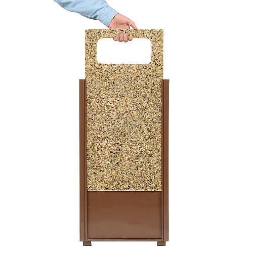 Global Industrial Stone Panel All Weather Trash Receptacle Urn, 24 gal, Steel, Brown (238241BN)