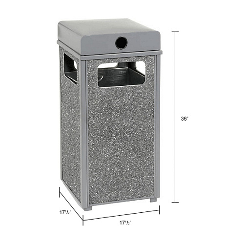 Global Industrial Stone Panel All Weather Trash Receptacle Urn, 24 gal, Steel, Gray (238241GY)