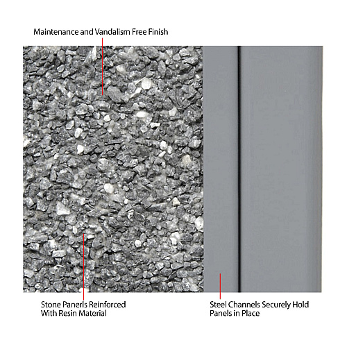 Global Industrial Stone Panel All Weather Trash Receptacle Urn, 12 gal, Steel, Gray (239576GY)
