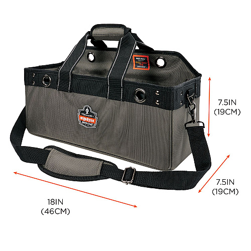 ergodyne Arsenal 5844 Bucket Truck Tool Bag with Tool Tethering Attachment Points, 18 x 7.5 x 7.5, Polyester, Gray (13744)