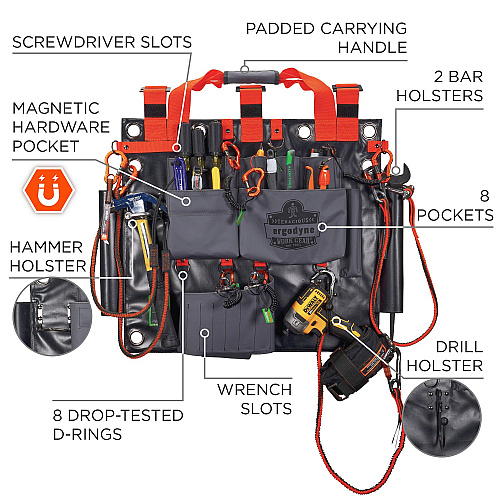 ergodyne Arsenal 5711 Bucket Truck Tool Board, Locking Aerial Bucket Hooks Kit, 8 Compartments, 24 x 22, Gray (13701)