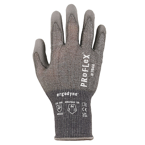 ergodyne ProFlex 7044 ANSI A4 PU Coated CR Gloves, Gray, X-Small, Pair (10491)