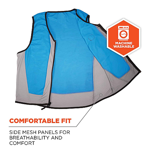 ergodyne Chill-Its 6667 Wet Evaporative PVA Cooling Vest with Zipper, PVA, 3X-Large, Blue (12697)