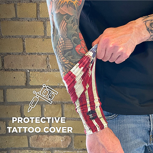 ergodyne Chill-Its 6695 Sun Protection Arm Sleeves, Polyester/Spandex, Medium/Large, American Flag (12193)