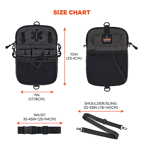 ergodyne Arsenal 5717 Convertible Nurse Belt Bag, 10 Compartments, 7 x 10, Nylon, Black (13720)