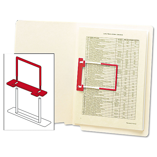 Smead U-Clip Bonded Fasteners, 2" Capacity, 2.75" Center to Center, Red/White, 100/Box (68260)