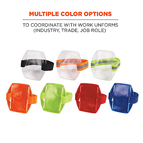ergodyne Squids 3386 Arm Band ID/Badge Holder, Vertical, Hi-Vis Lime, 3.75 x 4.25 Holder, 2.5 x 4 Insert, 10/Pack (19974)