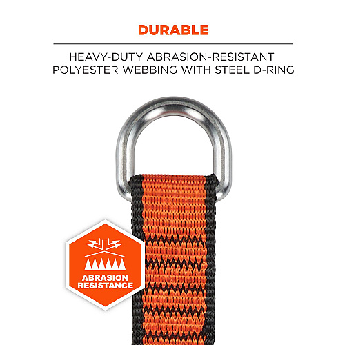 ergodyne Squids 3174 Anchor Choke Strap for Tool Tethering, 25 lb Max Safe Working Capacity, 15" Long, Orange (19174)