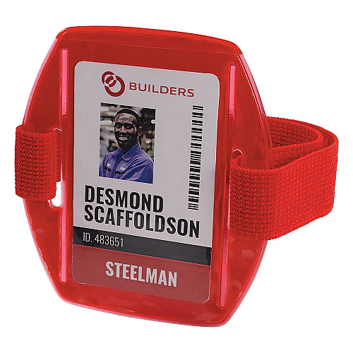 ergodyne Squids 3386 Arm Band ID/Badge Holder, Vertical, Red, 3.75 x 4.25 Holder, 2.5 x 4 Insert, 10/Pack (19969)