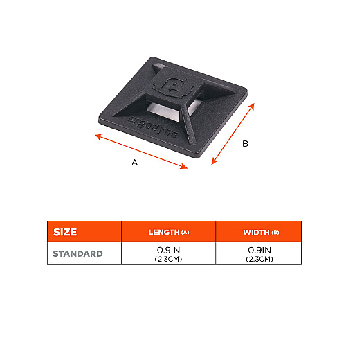 ergodyne Squids 3701 Mini Adhesive Mount Replacements, 2 lb Max Safe Working Capacity, 0.9" Long, Black,10/Pack (19702)