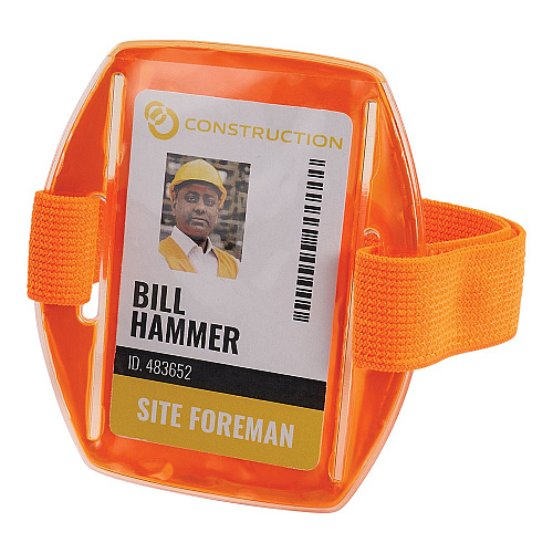 ergodyne Squids 3386 Arm Band ID/Badge Holder, Vertical, Orange, 3.75 x 4.25 Holder, 2.5 x 4 Insert, 10/Pack (19972)