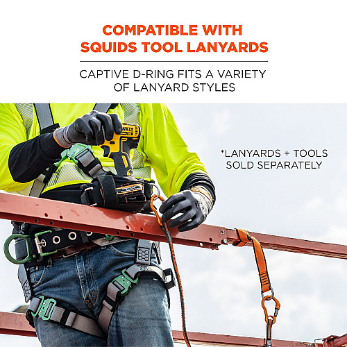 ergodyne Squids 3174 Anchor Choke Strap for Tool Tethering, 25 lb Max Safe Working Capacity, 15" Long, Orange (19174)