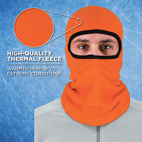 ergodyne N-Ferno 6821 Fleece Balaclava Face Mask, One Size Fits Most, Orange (16954)