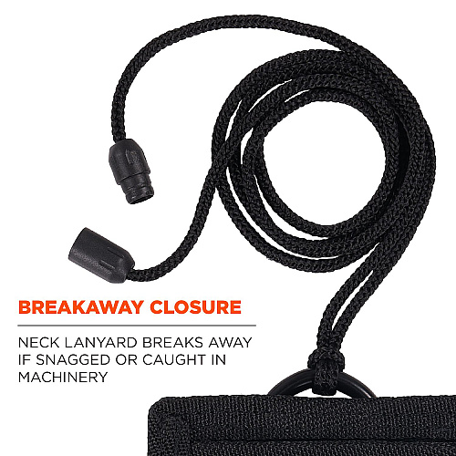ergodyne Squids 3389 Wallet ID/Badge Holder,Horizontal/Vertical, Black, 3.75 x 5 for 2.75 x 3.5 Insert, 18" Cord (19964)