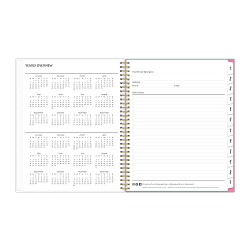 Blue Sky Roosevelt Pink Academic Weekly/Monthly Planner, Floral Artwork, 11" x 8.5", Pink/Gray Cover, 12-Month (July-June): 2025-2026 (128691)