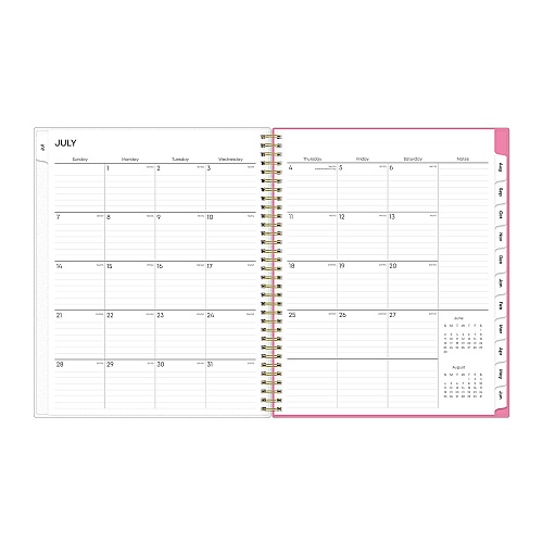 Blue Sky Roosevelt Pink Academic Weekly/Monthly Planner, Floral Artwork, 11" x 8.5", Pink/Gray Cover, 12-Month (July-June): 2025-2026 (128691)