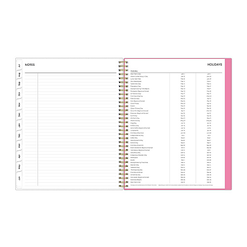 Blue Sky Roosevelt Pink Academic Weekly/Monthly Planner, Floral Artwork, 11" x 8.5", Pink/Gray Cover, 12-Month (July-June): 2025-2026 (128691)
