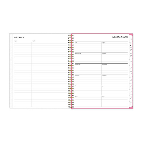 Blue Sky Roosevelt Pink Academic Weekly/Monthly Planner, Floral Artwork, 11" x 8.5", Pink/Gray Cover, 12-Month (July-June): 2025-2026 (128691)