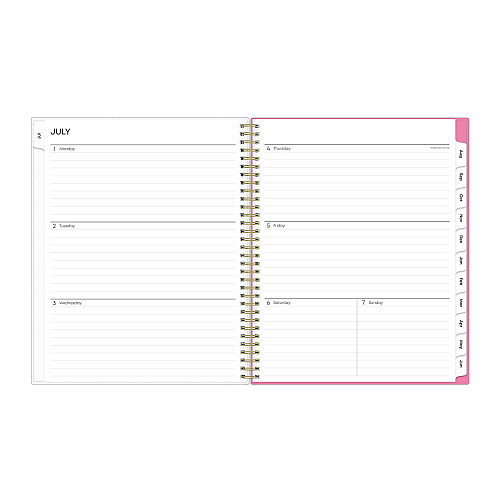 Blue Sky Roosevelt Pink Academic Weekly/Monthly Planner, Floral Artwork, 11" x 8.5", Pink/Gray Cover, 12-Month (July-June): 2025-2026 (128691)