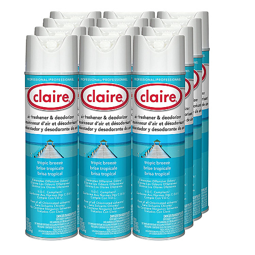 Claire Aerosol Air Freshener and Deodorizer, Tropic Breeze, 10 oz Aerosol Spray, 12 Cans (165)