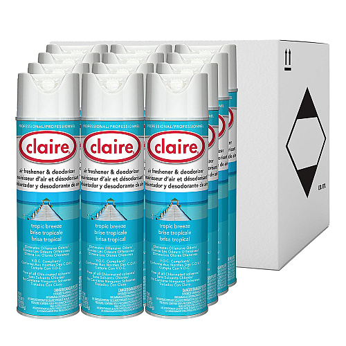Claire Aerosol Air Freshener and Deodorizer, Tropic Breeze, 10 oz Aerosol Spray, 12 Cans (165)
