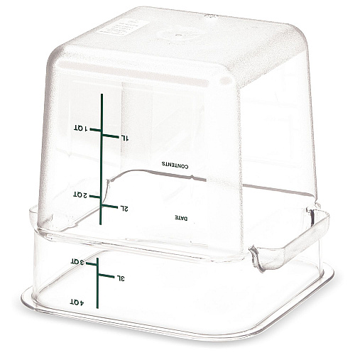 Carlisle Squares Polycarbonate Food Storage Container, 4 qt, 7.13 x 7.13 x 7.29, Clear, Plastic (1195107)