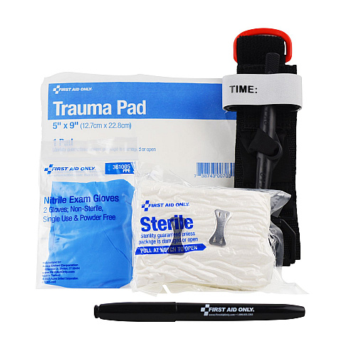 First Aid Only Critical Essentials Bleeding Control Kit for Limb Wounds, 8 Pieces, Plastic Bag (91512)