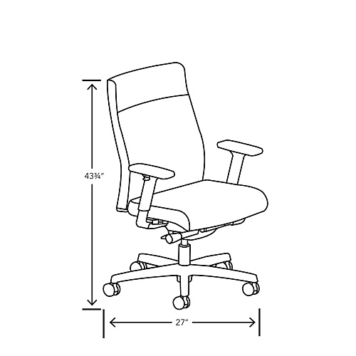HON Ignition 2.0 Upholstered Mid-Back Task Chair, Up to 300 lbs, 17 to 21.5 Seat Height, Flint Seat and Back, Black Base (I2U2ASX39NTK)
