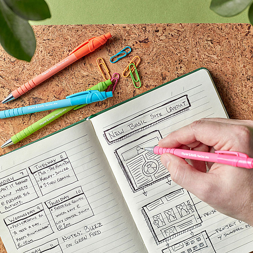 Paper Mate FlexGrip Ultra Recycled Ballpoint Pen, Retractable, Medium, 1 mm, Black Ink, Assorted Barrels, Dozen (2204001)