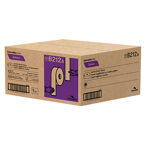 Cascades&reg; Pro Select Jumbo Toilet Paper, 1-Ply, 2,000-ft. Roll, 12 Rolls (B212)