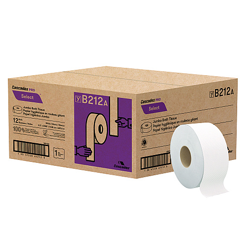Cascades&reg; Pro Select Jumbo Toilet Paper, 1-Ply, 2,000-ft. Roll, 12 Rolls (B212)
