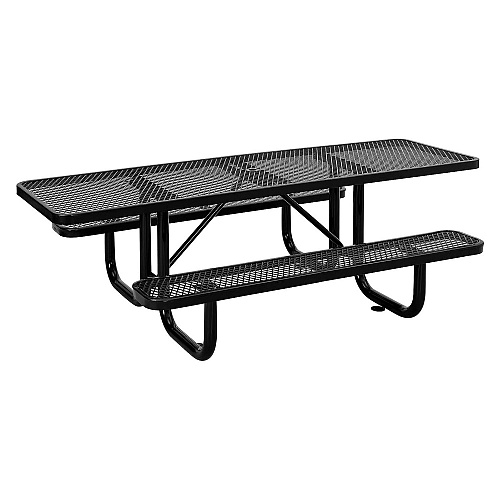 Global Industrial ADA Compliant Expanded Steel Picnic Table, Rectangular, 96 x 60 x 29.5, Black Top and Base (695289BK)