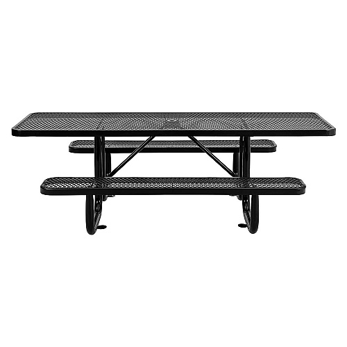 Global Industrial ADA Compliant Expanded Steel Picnic Table, Rectangular, 96 x 60 x 29.5, Black Top and Base (695289BK)