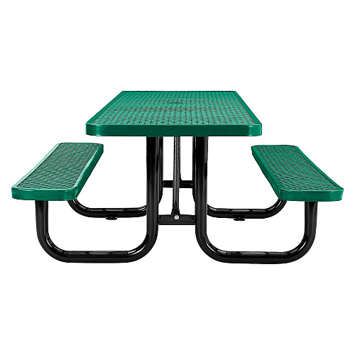 Global Industrial ADA Compliant Expanded Steel Picnic Table, Rectangular, 96 x 60 x 21.5, Green Top and Base (695289GN)