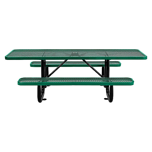 Global Industrial ADA Compliant Expanded Steel Picnic Table, Rectangular, 96 x 60 x 21.5, Green Top and Base (695289GN)